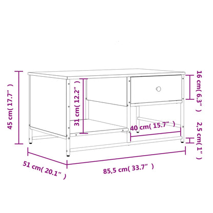 Mesa de centro 85,5x51x45 cm derivados madeira carvalho fumado