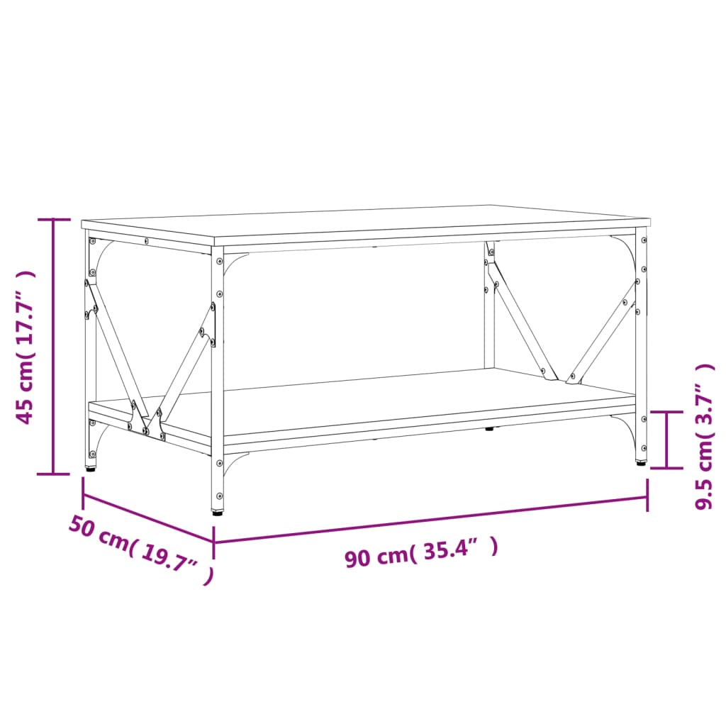 Mesa de centro 90x50x45 cm derivados madeira preto