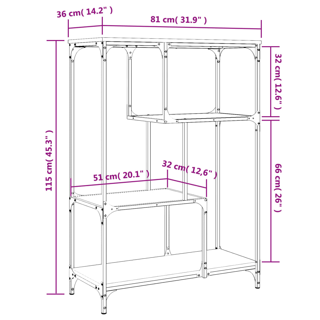 Estante 81x36x115 cm derivados de madeira e aço cinzento sonoma