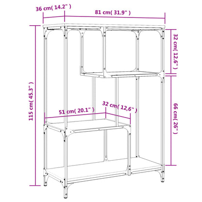 Estante 81x36x115 cm derivados de madeira e aço cinzento sonoma