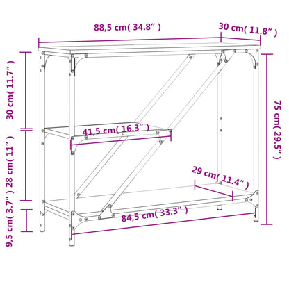 Consola de Entrada Mór - 88,5x30x75 cm - Cor Preto - Derivados de Madeira com Estrutura de Metal - Design Industrial