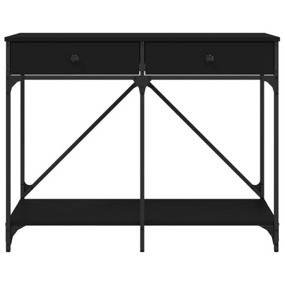 Consola de Entrada Nóra - Com 2 Gavetas - 100x39x78,5 cm - Cor Preto - Derivados de Madeira com Estrutura de Aço - Design Industrial