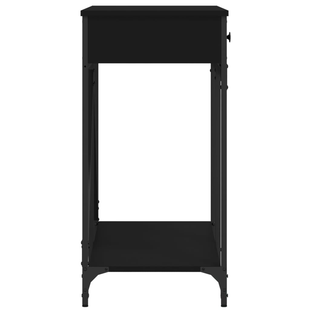 Consola de Entrada Nóra - Com 2 Gavetas - 100x39x78,5 cm - Cor Preto - Derivados de Madeira com Estrutura de Aço - Design Industrial