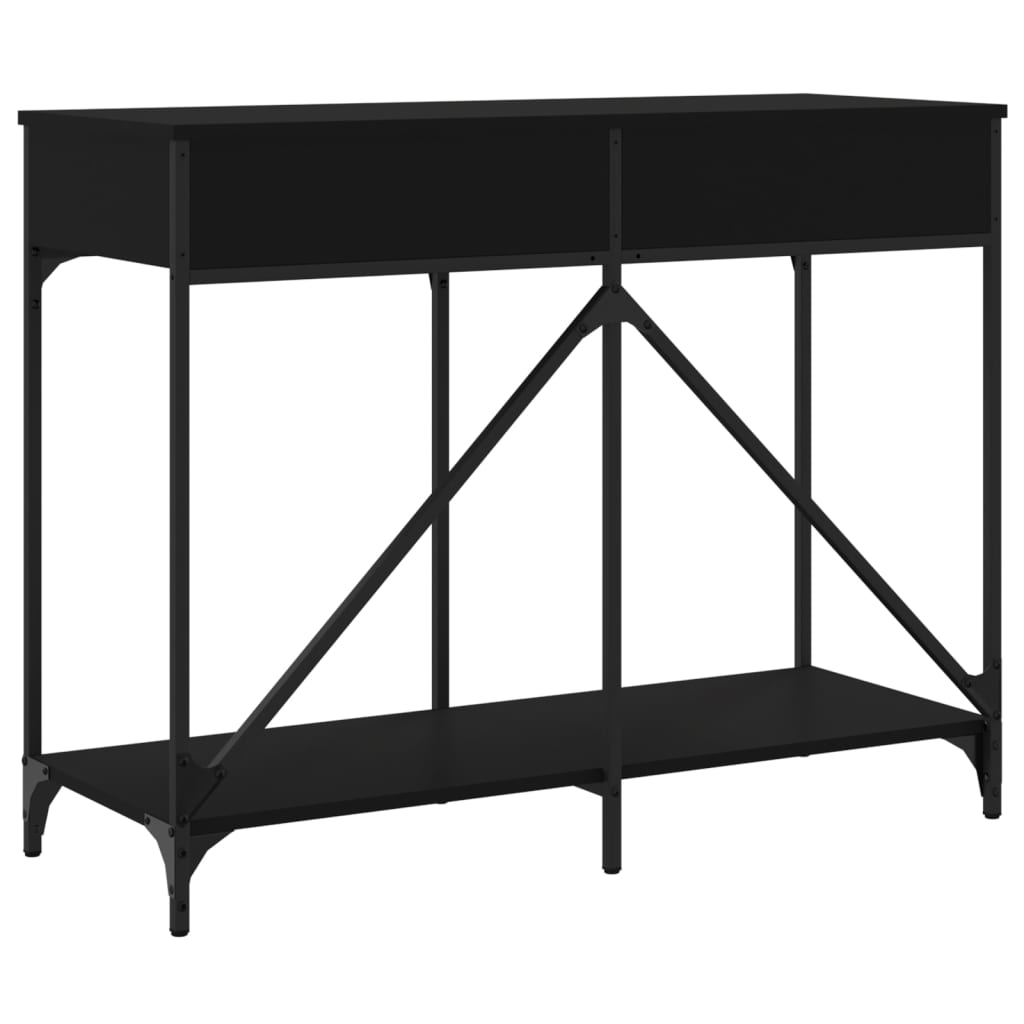 Consola de Entrada Nóra - Com 2 Gavetas - 100x39x78,5 cm - Cor Preto - Derivados de Madeira com Estrutura de Aço - Design Industrial