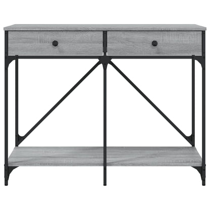 Consola de Entrada Nóra - Com 2 Gavetas - 100x39x78,5 cm - Cor Cinzento - Derivados de Madeira com Estrutura de Aço - Design Industrial