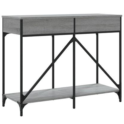 Consola de Entrada Nóra - Com 2 Gavetas - 100x39x78,5 cm - Cor Cinzento - Derivados de Madeira com Estrutura de Aço - Design Industrial