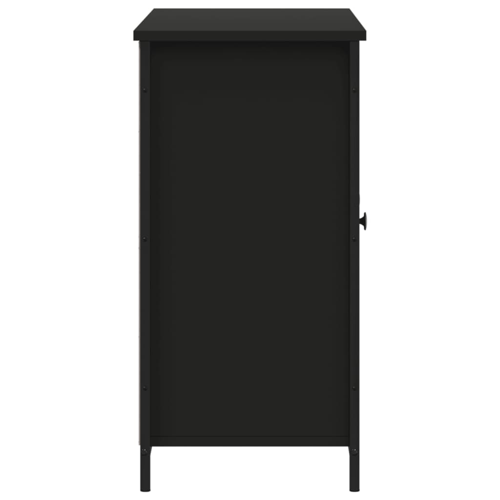 Aparador Tulle - Cor Preto - Com 2 Portas e 3 Prateleiras - 100x35x70 cm - Derivados de Madeira e Pés Ajustáveis em Aço - Design Nórdico