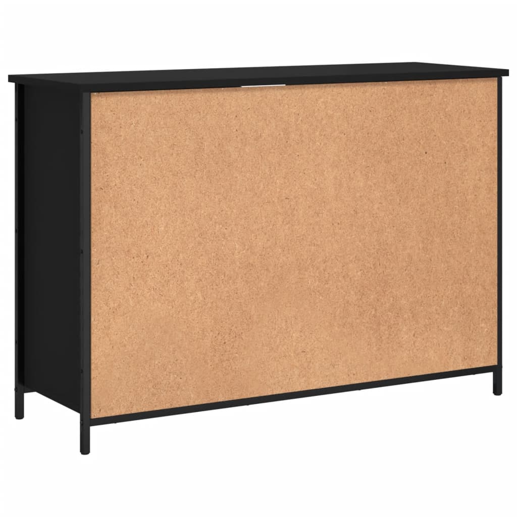 Aparador Tulle - Cor Preto - Com 2 Portas e 3 Prateleiras - 100x35x70 cm - Derivados de Madeira e Pés Ajustáveis em Aço - Design Nórdico