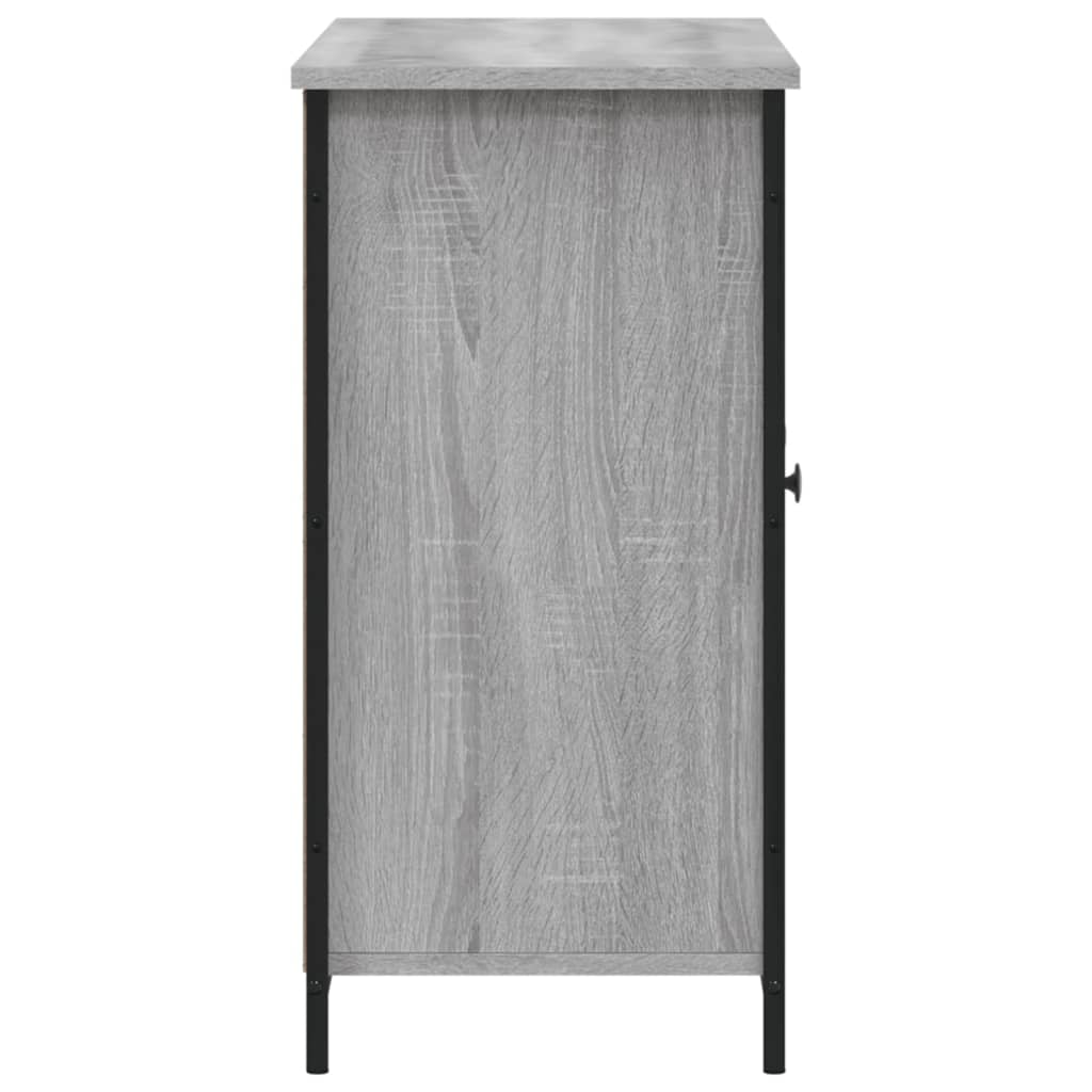 Aparador Tulle - Cor Cinzento Sonoma - Com 2 Portas e 3 Prateleiras - 100x35x70 cm - Derivados de Madeira e Pés Ajustáveis em Aço - Design Nórdico