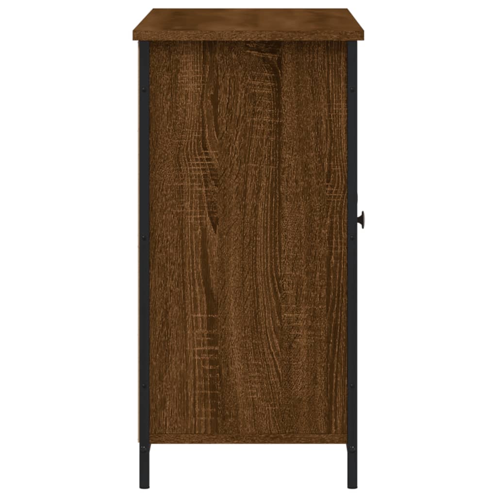 Aparador Tulle - Cor Castanho - Com 2 Portas e 3 Prateleiras - 100x35x70 cm - Derivados de Madeira e Pés Ajustáveis em Aço - Design Nórdico