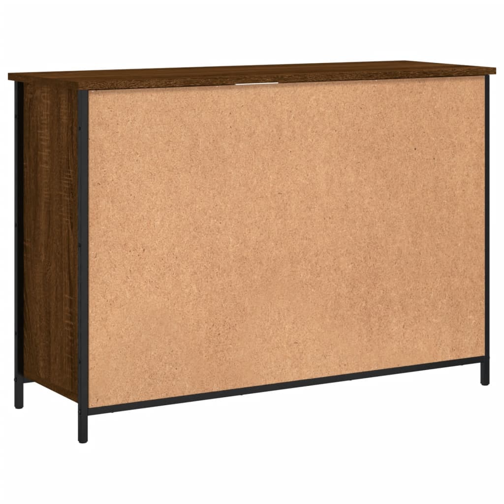 Aparador Tulle - Cor Castanho - Com 2 Portas e 3 Prateleiras - 100x35x70 cm - Derivados de Madeira e Pés Ajustáveis em Aço - Design Nórdico