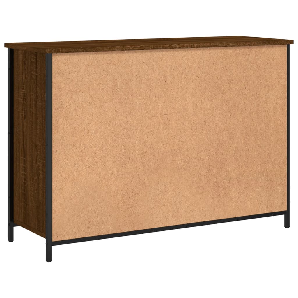 Aparador Tulle - Cor Castanho - Com 3 Portas e 6 Prateleiras Interiores - 100x35x70 cm - Derivados de Madeira, Vidro e Pés Ajustáveis em Aço - Design Nórdico