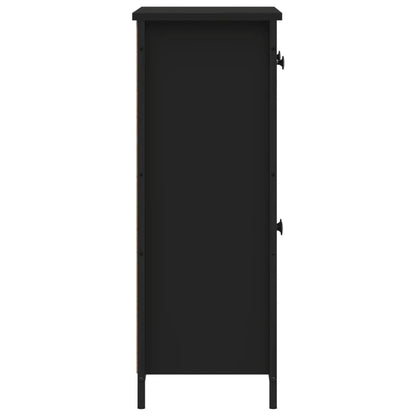 Aparador Tulle - Cor Preto - Com 2 Gavetas, 2 Portas e 2 Prateleiras Interiores - 70x30x80 cm - Derivados de Madeira e Pés Ajustáveis em Aço - Design Nórdico