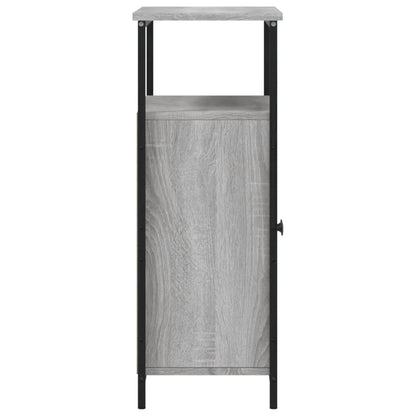 Aparador Tulle - Cor Cinzento Sonoma - Com 2 Prateleiras Abertas, 2 Portas e 2 Prateleiras Interiores - 70x30x80 cm - Derivados de Madeira e Pés Ajustáveis em Aço - Design Nórdico