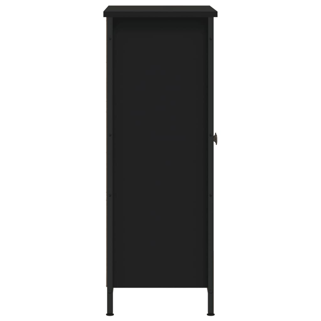 Aparador Tulle - Cor Preto - Com 2 Portas e 4 Prateleiras Interiores - 70x30x80 cm - Derivados de Madeira e Pés Ajustáveis em Aço - Design Nórdico