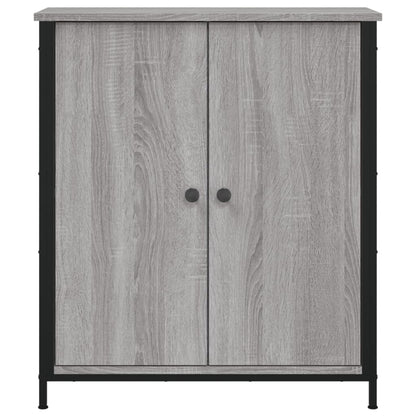 Aparador Tulle - Cor Cinzento Sonoma - Com 2 Portas e 4 Prateleiras Interiores - 70x30x80 cm - Derivados de Madeira e Pés Ajustáveis em Aço - Design Nórdico