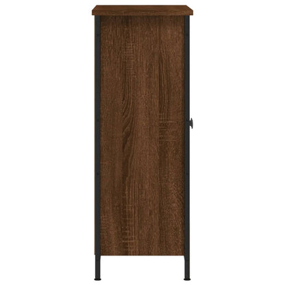 Aparador Tulle - Cor Castanho - Com 2 Portas e 4 Prateleiras Interiores - 70x30x80 cm - Derivados de Madeira e Pés Ajustáveis em Aço - Design Nórdico