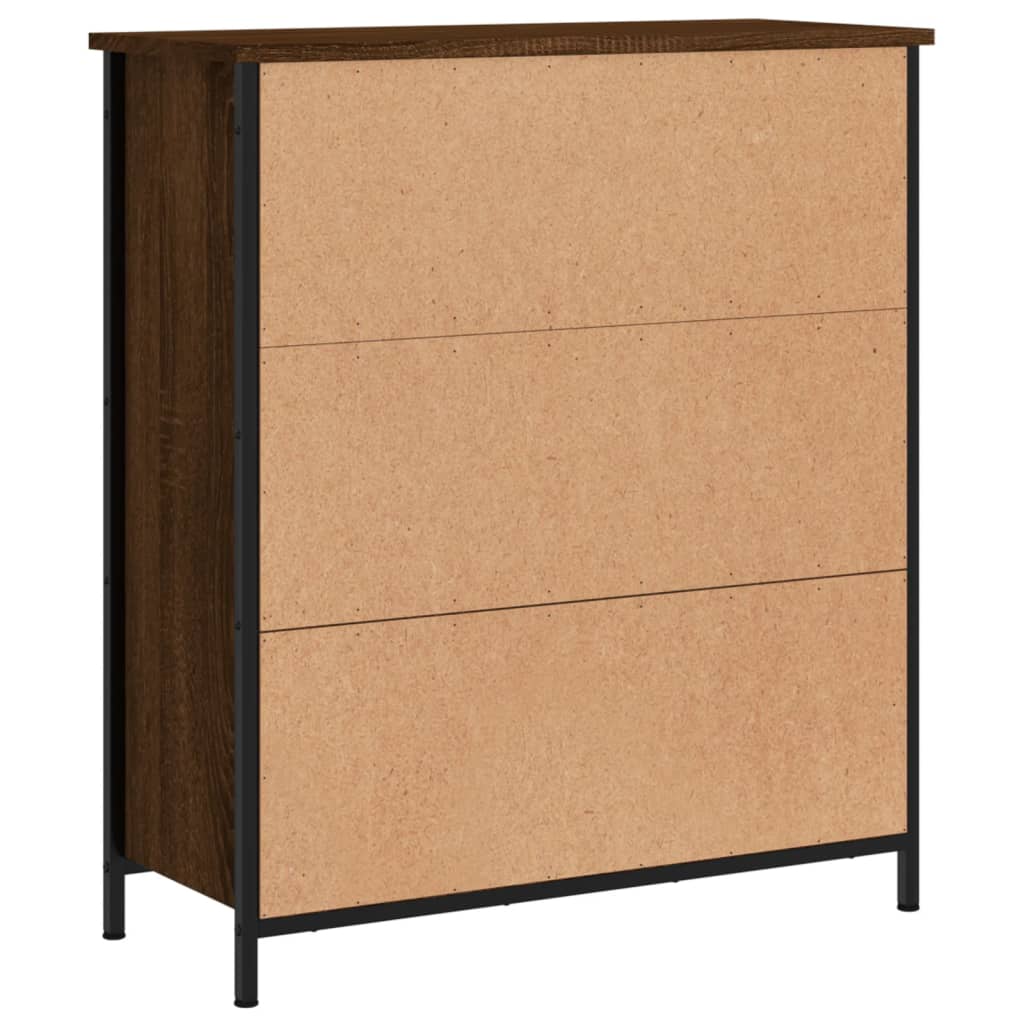 Aparador Tulle - Cor Castanho - Com 2 Portas e 4 Prateleiras Interiores - 70x30x80 cm - Derivados de Madeira e Pés Ajustáveis em Aço - Design Nórdico