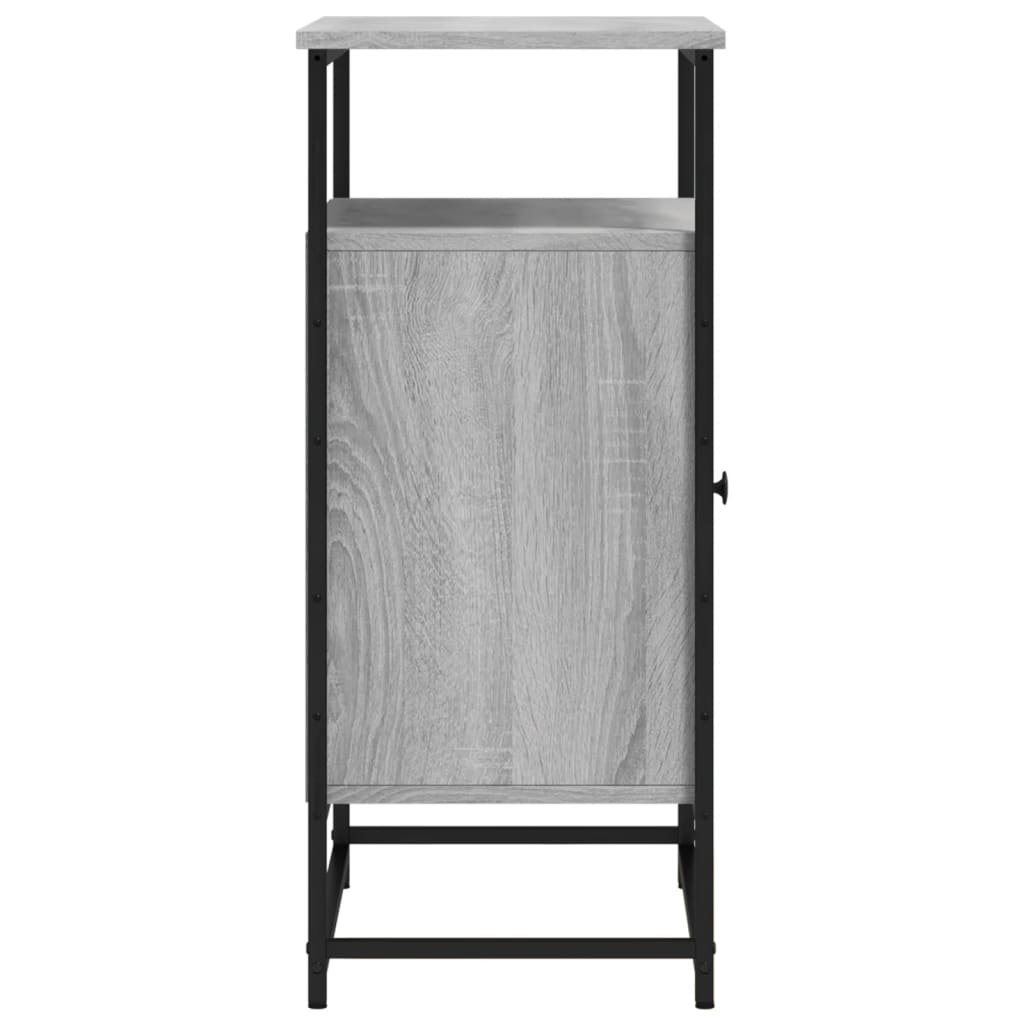 Aparador Tulle - Cor Cinzento Sonoma- Com 1 Portas, 4 Prateleiras Externas e 2 Prateleiras Interiores - 69x35x80 cm - Derivados de Madeira, Estrutura e  Pés Ajustáveis em Aço - Design Nórdico