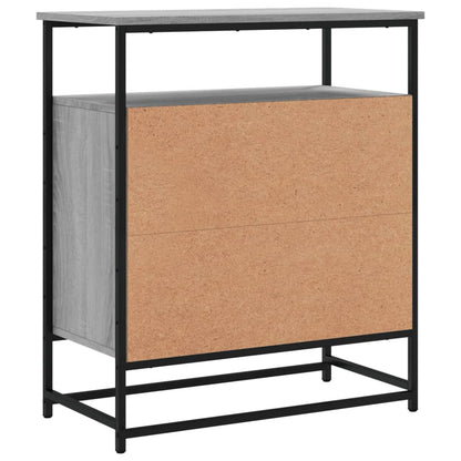 Aparador Tulle - Cor Cinzento Sonoma- Com 1 Portas, 4 Prateleiras Externas e 2 Prateleiras Interiores - 69x35x80 cm - Derivados de Madeira, Estrutura e  Pés Ajustáveis em Aço - Design Nórdico