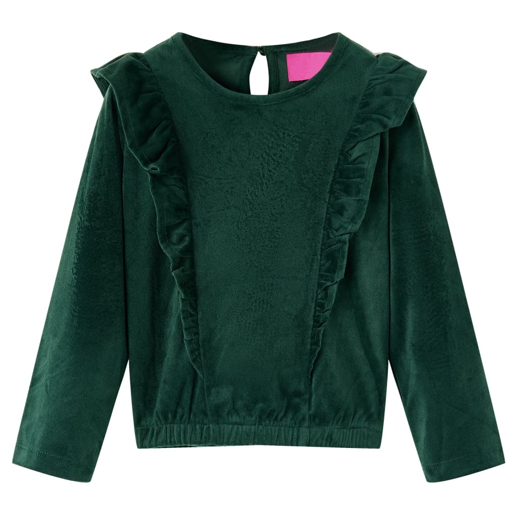 Blusa para criança com folhos verde-escuro 92