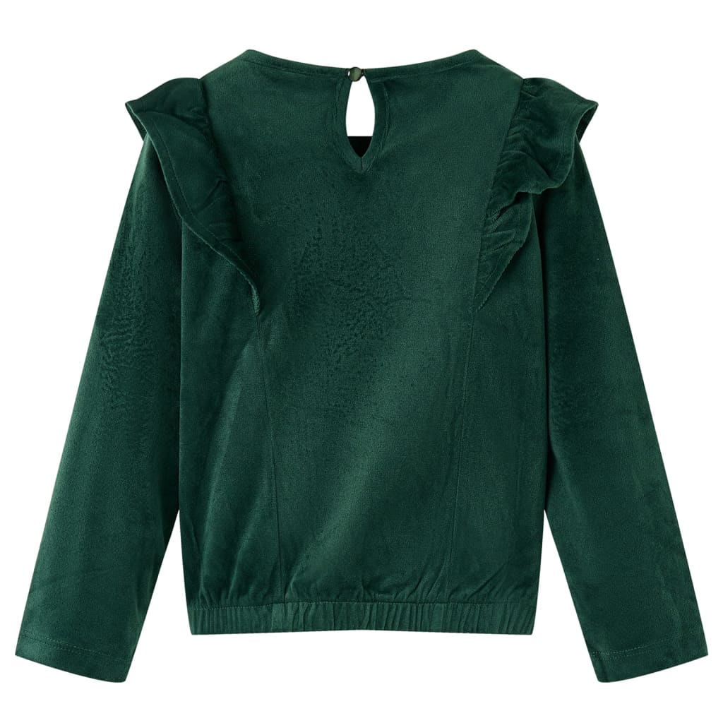 Blusa para criança com folhos verde-escuro 92