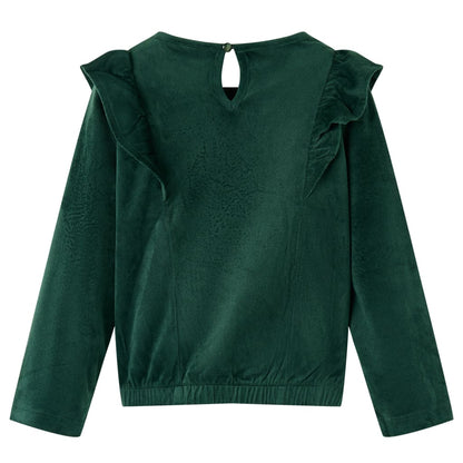 Blusa para criança com folhos verde-escuro 104