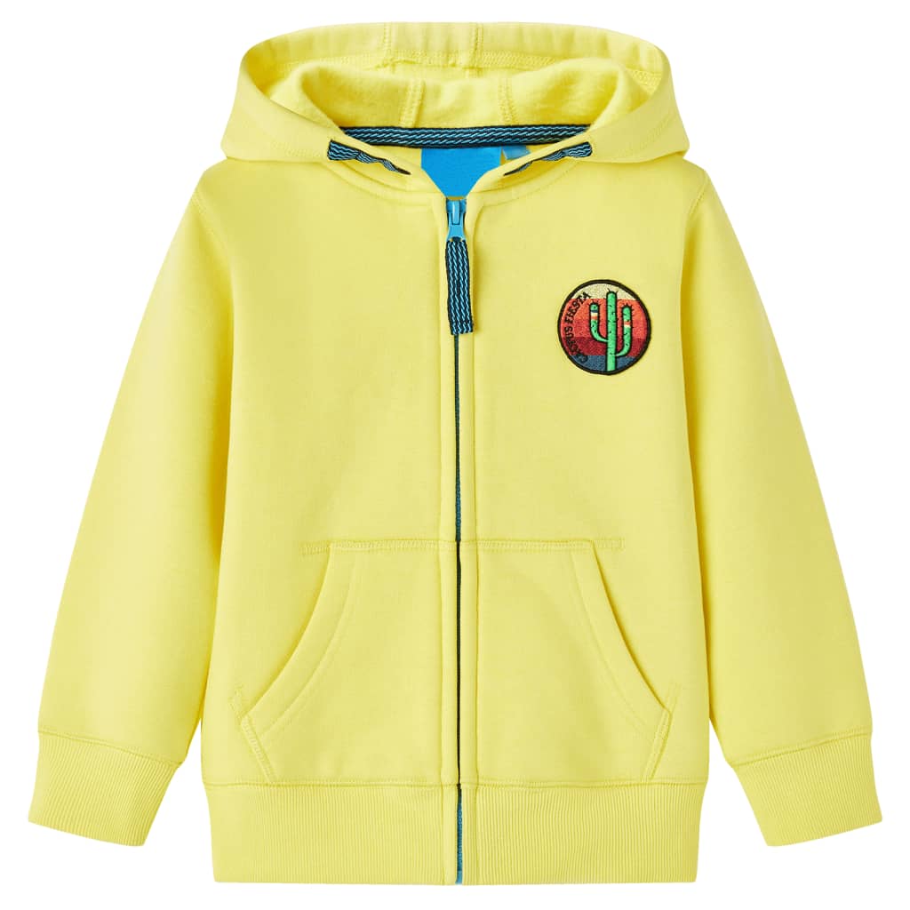 Sweatshirt para criança com capuz e fecho amarelo-claro 92