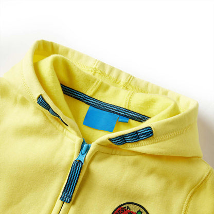 Sweatshirt para criança com capuz e fecho amarelo-claro 92