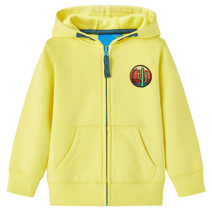 Sweatshirt para criança com capuz e fecho amarelo-claro 104