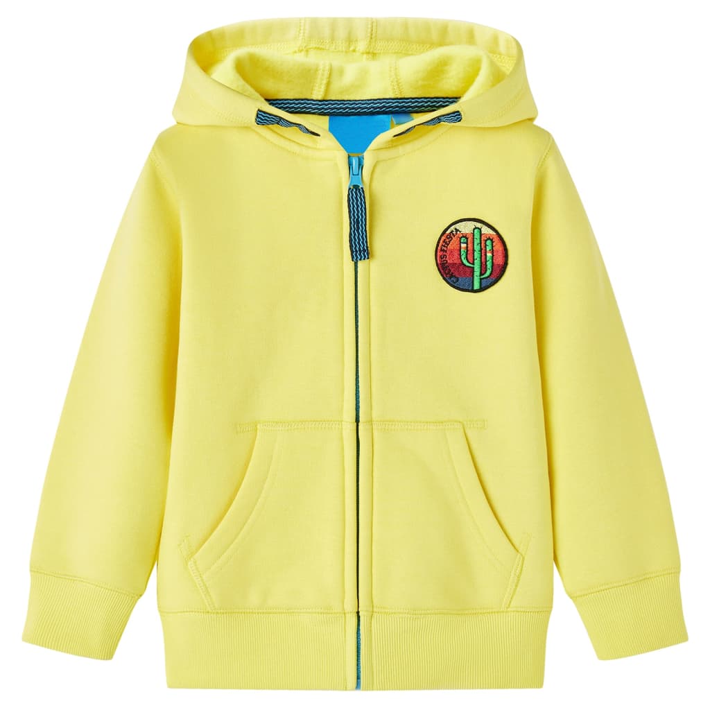 Sweatshirt para criança com capuz e fecho amarelo-claro 128