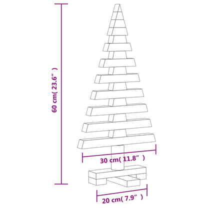 Árvore de Natal decorativa 60 cm madeira de pinho maciça