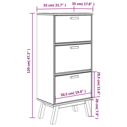 Sapateira OLDEN 55x35x120 cm pinho maciço branco/castanho