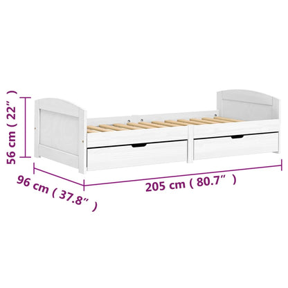 Sofá-cama com 2 gavetas 90x200 cm madeira de pinho maciça IRUN