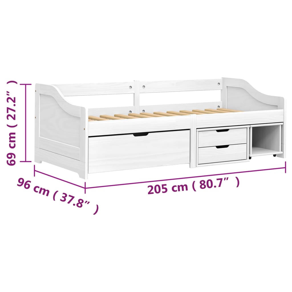 Estrutura de Cama Agata com 3 Gavetas - 90x200cm - Branco - Design Natura