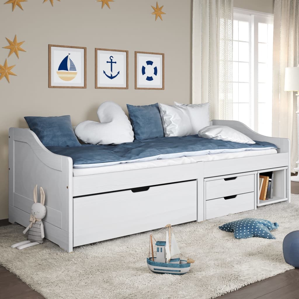 Estrutura de Cama Agata com 3 Gavetas - 90x200cm - Branco - Design Natura