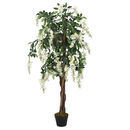 Glicínia artificial 1470 folhas 200 cm verde e branco