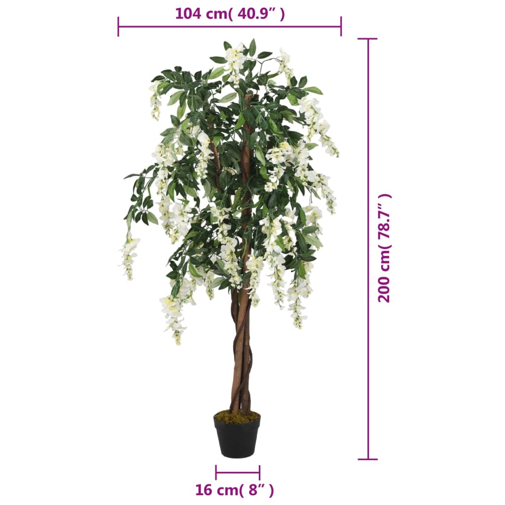 Glicínia artificial 1470 folhas 200 cm verde e branco