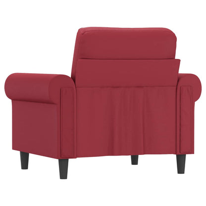 Poltrona 60 cm couro artificial vermelho tinto