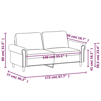 Sofá Ária - De 2 Lugares - Cor Creme - Em Couro Artificial - 172x77x80 cm - Assentos, Apóios de Braços e Almofadas de Encosto Densamente Acolchoados - Design Vintage