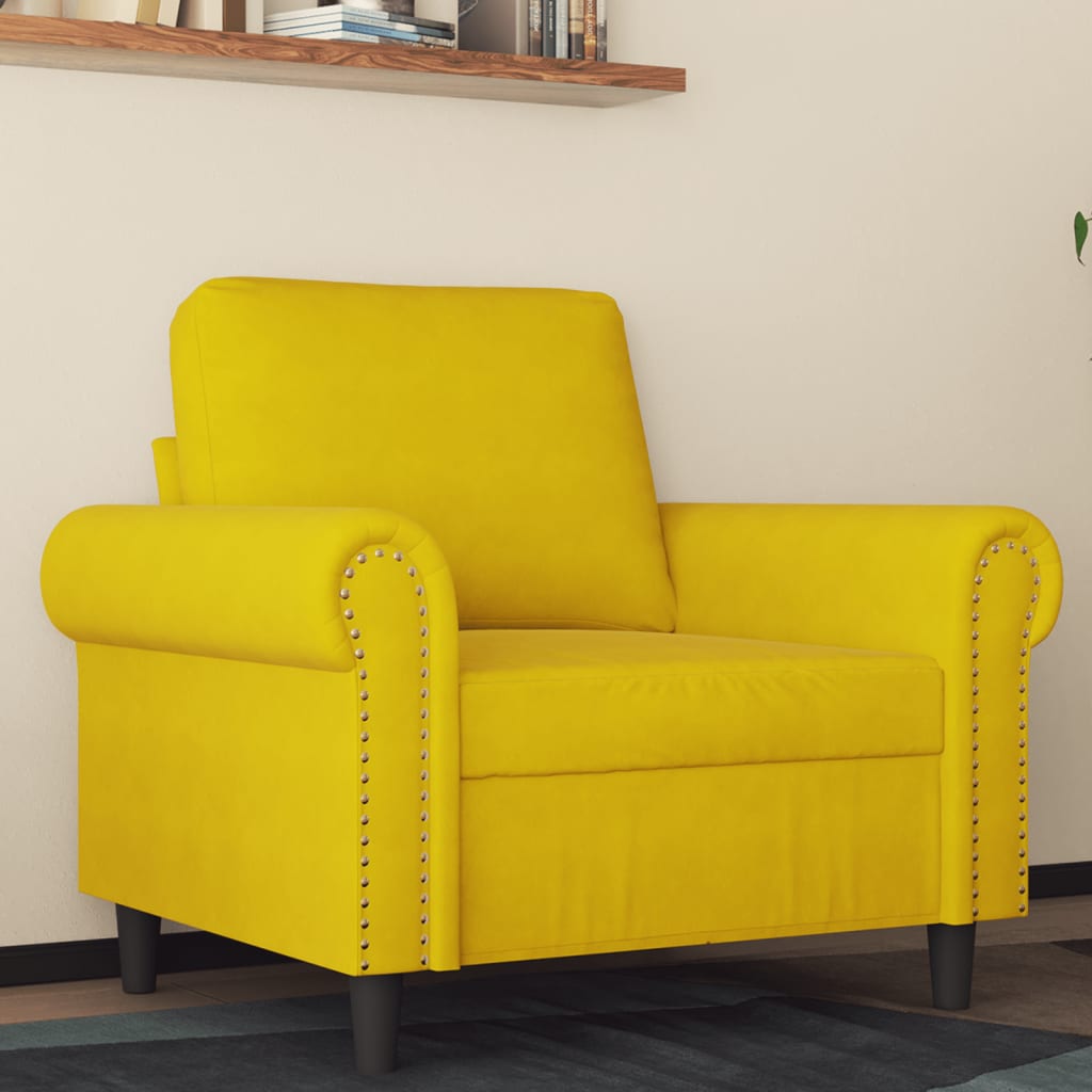 Poltrona 60 cm veludo amarelo