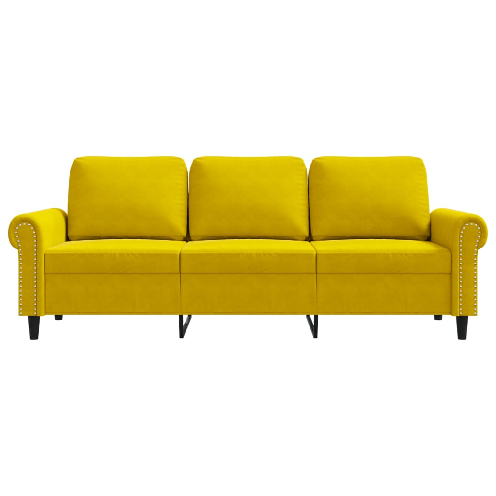 Sofá de 3 lugares 180 cm veludo amarelo