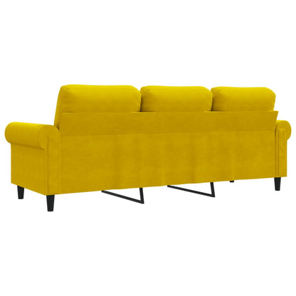 Sofá de 3 lugares 180 cm veludo amarelo