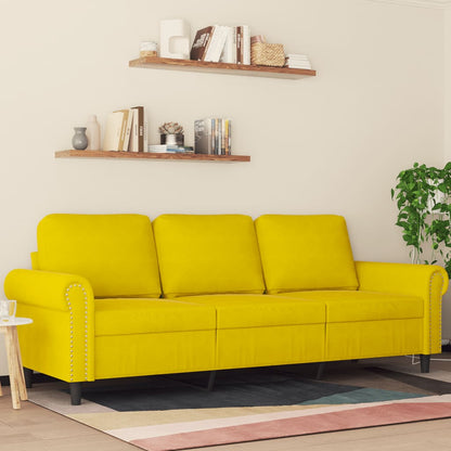 Sofá de 3 lugares 180 cm veludo amarelo