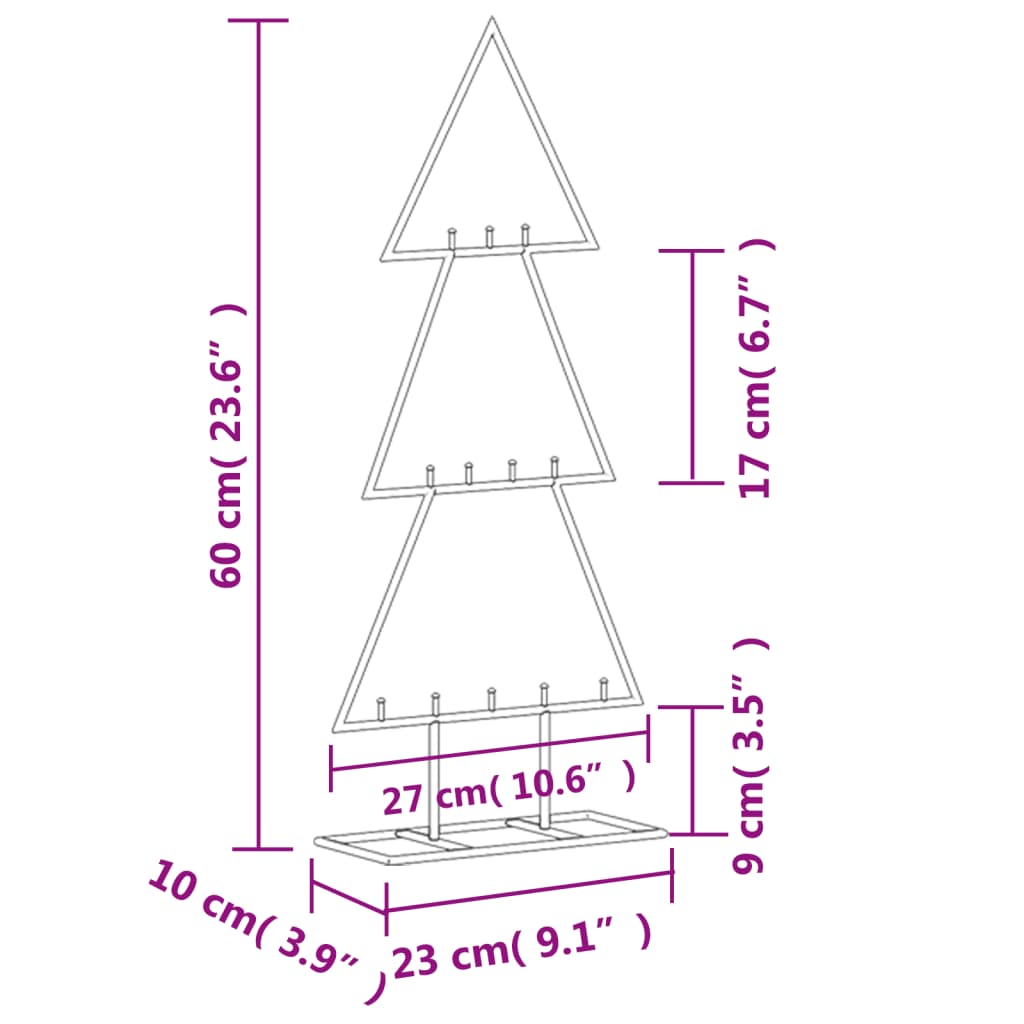 Árvore de Natal para decoração 60 cm metal preto