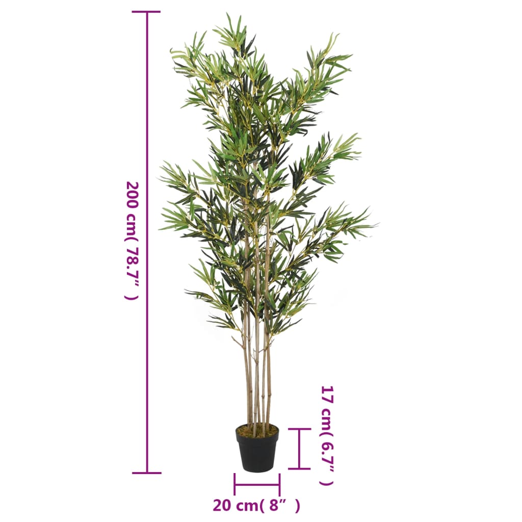 Árvore de bambu artificial 1380 folhas 200 cm verde