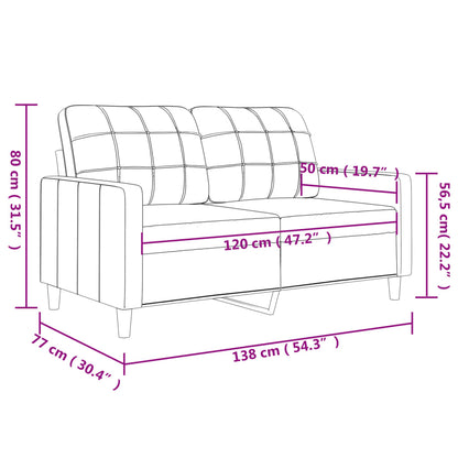 Sofá de 2 Lugares - Vilamoura - Em Couro Artificial - Cor Cinza - 138x77x80 cm - Assento, Apóios de Braços e Encosto Fortemente Acolchoados - Design Nórdico