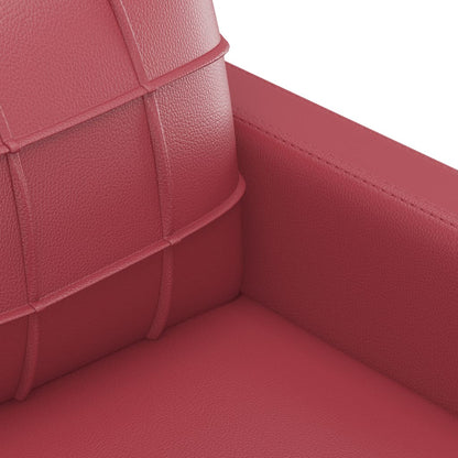 Sofá de 3 lugares 180 cm couro artificial vermelho tinto