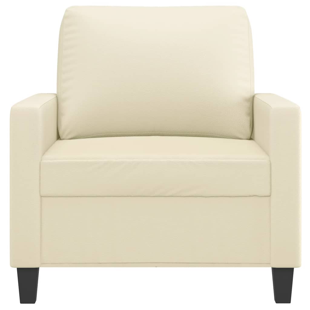 Poltrona Foz - Cor Creme - Em Couro Artificial - Assento, Apóios de Braços e Encosto Densamente Acolchoados - 78x77x80 cm - Design Nórdico