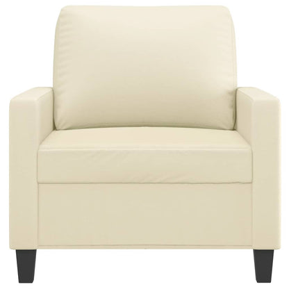 Poltrona Foz - Cor Creme - Em Couro Artificial - Assento, Apóios de Braços e Encosto Densamente Acolchoados - 78x77x80 cm - Design Nórdico